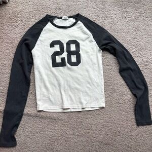 Brandy Melville dark gray and White Trim Top